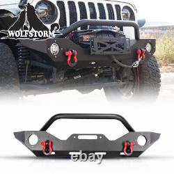 Textured Black Front Bumper for 2018-2023 Jeep Wrangler JL JLU with2D-Rings Steel