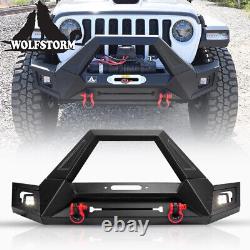 Textured Front Bumper for 07-18 Jeep Wrangler JK JKU withLED Lights Winch Plate