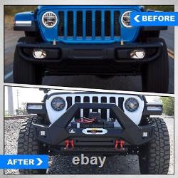 Textured Front Bumper for 07-18 Jeep Wrangler JK JKU withLED Lights Winch Plate