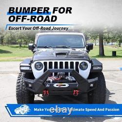 Textured Front Bumper for 07-18 Jeep Wrangler JK JKU withLED Lights Winch Plate