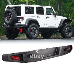 Textured Rear Bumper For 2018-2024 Jeep Wrangler JL JLU withLED Lights Black Steel