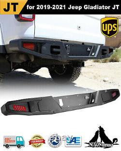 Textured Rear Bumper For 2019-2024 Jeep Gladiator JT withLED Lights Black Steel