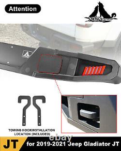 Textured Rear Bumper For 2019-2024 Jeep Gladiator JT withLED Lights Black Steel