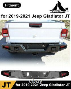 Textured Rear Bumper For 2019-2024 Jeep Gladiator JT withLED Lights Black Steel