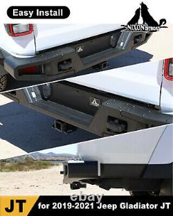 Textured Rear Bumper For 2019-2024 Jeep Gladiator JT withLED Lights Black Steel