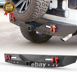 Textured Solid Rear Bumper For 2018-2023 Jeep Wrangler JL withLED Lights+2D-Rings