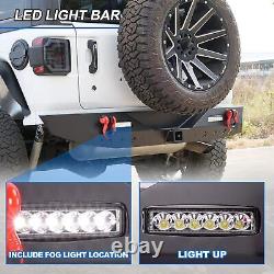 Textured Solid Rear Bumper For 2018-2023 Jeep Wrangler JL withLED Lights+2D-Rings