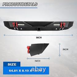 Textured Solid Rear Bumper For 2018-2023 Jeep Wrangler JL withLED Lights+2D-Rings