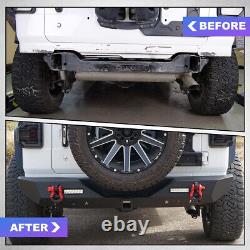 Textured Solid Rear Bumper For 2018-2023 Jeep Wrangler JL withLED Lights+2D-Rings