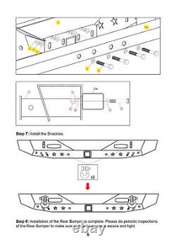 Textured Solid Rear Bumper For 2018-2023 Jeep Wrangler JL withLED Lights+2D-Rings