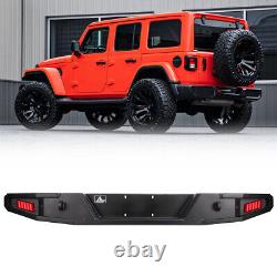 Upgrade For 2018-2023 Jeep Wrangler JL Steel Rear Bumper Protector withLED Light