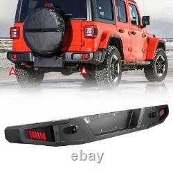 Upgrade For 2018-2023 Jeep Wrangler JL Steel Rear Bumper Protector withLED Light