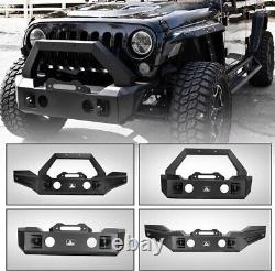 WOLFX Full Width For 2007-2018 Jeep Wrangler JK/JKU Front Bumper Powder-Coated