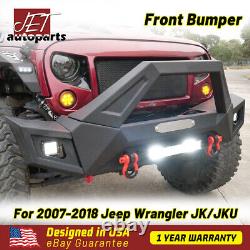 Wolfstorm Front Bumper withLED Lights Steel for 2007-2018 Jeep Wrangler JK JKU JT