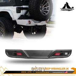 Wolfstorm Rear Bumper For 2007-18 Jeep Wrangler JK JKU With LED Brake Lights Steel