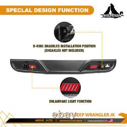 Wolfstorm Rear Bumper For 2007-18 Jeep Wrangler JK JKU With LED Brake Lights Steel