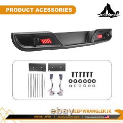 Wolfstorm Rear Bumper For 2007-18 Jeep Wrangler JK JKU With LED Brake Lights Steel