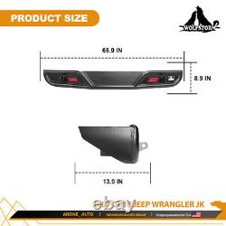 Wolfstorm Rear Bumper For 2007-18 Jeep Wrangler JK JKU With LED Brake Lights Steel