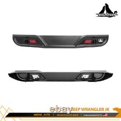 Wolfstorm Rear Bumper For 2007-18 Jeep Wrangler JK JKU With LED Brake Lights Steel