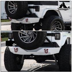 Wolfstorm Rear Bumper For 2007-18 Jeep Wrangler JK JKU With LED Brake Lights Steel