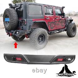 Wolfstorm Rear Bumper For 2007-18 Jeep Wrangler JK JKU With LED Brake Lights Steel